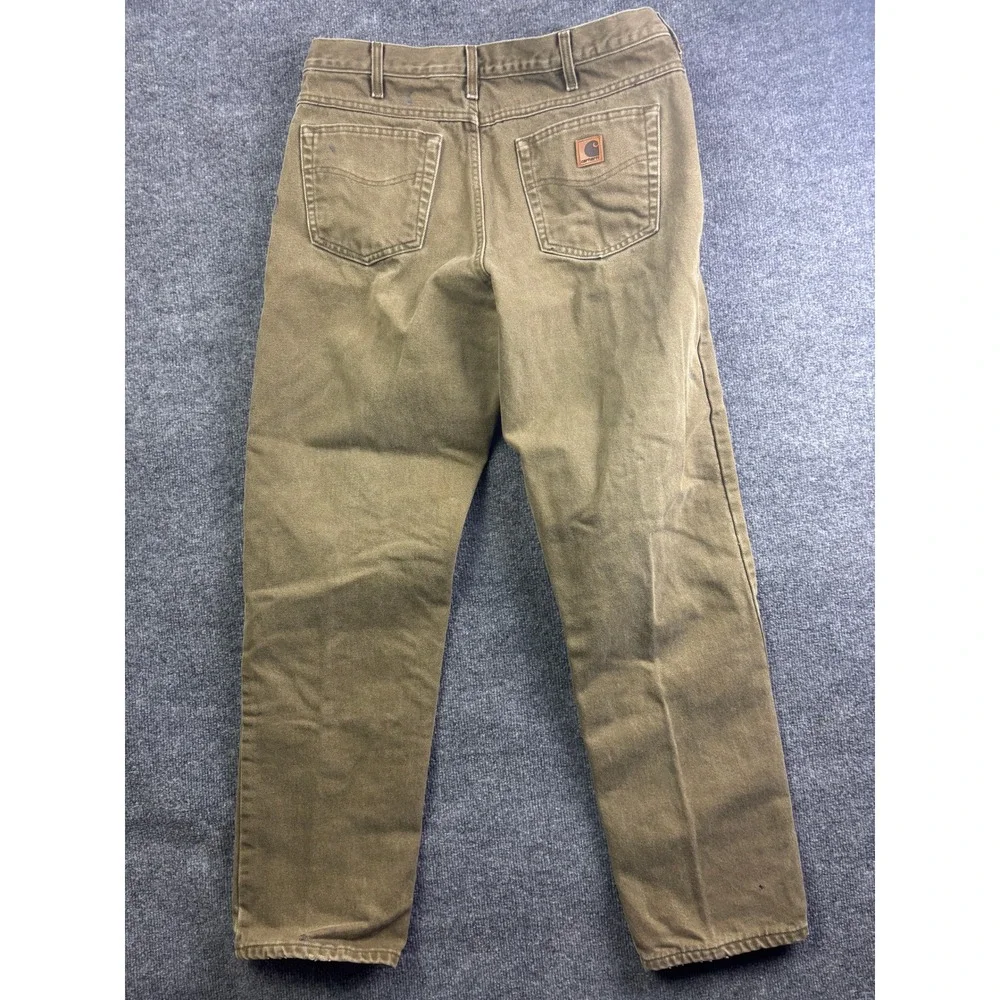 Carhartt‎ Flannel Lined Work Pants Mens 36x34 Brown Distressed B162